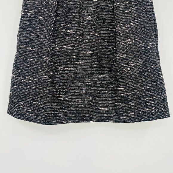 LOFT Size 00P Black Metallic Weave Tweed Pleated Fully Lined Skirt - Picture 3 of 9